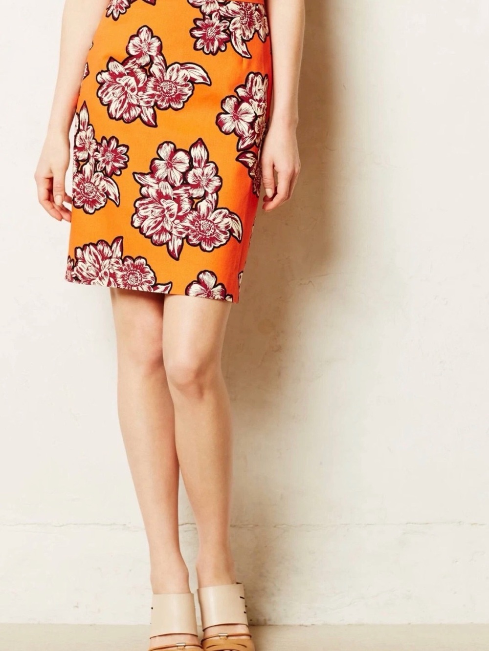 Anthropologie Maeve Salinas Floral Mini Skirt Orange Pink Print Women’s Size 2